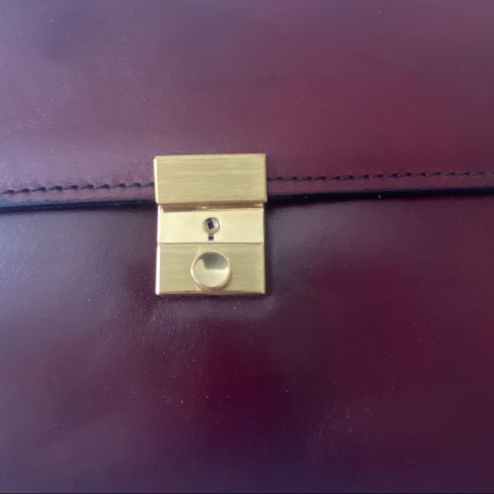 Vintage Sudhaus P.E.C. Leather Pouch Suede-Lined Wristlet Clutch, Burgundy - Picture 3 of 8